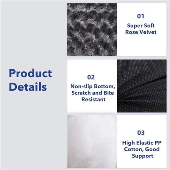 Dog Bed for Small/Medium Dogs, Soft Plush Pet Crate Bed Rose  36 x 24 x 3.1 inch - Picture 7 of 7